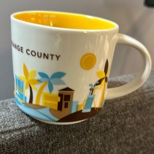 Starbucks You Are Here Mug 14 oz Orange County Coffee Cup - White Yellow Blue.